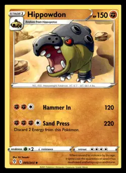 Hippowdon Uncommon 085/203 SWSH07: Evolving Skies Pokemon Card - Image 1