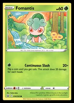 Fomantis Common 014/163 SWSH05: Battle Styles Pokemon Card - Image 1