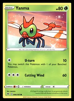 Yanma Common 006/185 SWSH04: Vivid Voltage Pokemon Card - Image 1