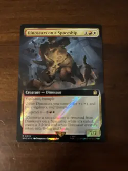 MTG FOIL Dinosaurs on a Spaceship Extended Art Surge Foil - Doctor Who NM - Image 1