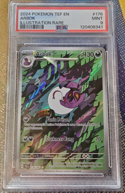 PSA 9 Arbok 176/162 Pokemon Temporal Forces Illustration Rare 2024 MINT - Image 1