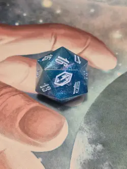 Gift Bundle Crystal Blue Die MTG Final Fantasy Spin Down Life Counter D20 32mm - Image 1