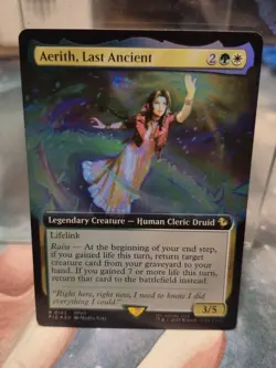 R 0163 Aerith, Last Ancient EXTENDED ART FOIL Commander Final Fantasy Card MTG - Image 1