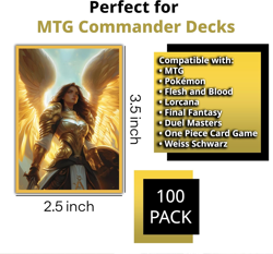 Angel Warrior Card Game Sleeves - 100 Pack - Compatible with MTG - Perfect for M - Image 4