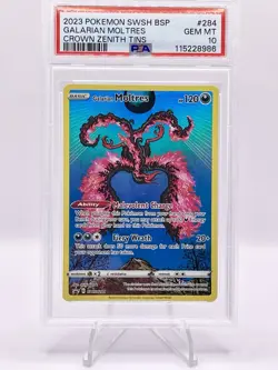 PSA 10 Galarian Moltres SWSH284 Promo Crown Zenith Holo Pokemon Card - Gem Mint - Image 1