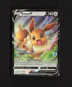 Eevee V SWSH065 Sword & Shield Black Star Promo Holo Stamped Pokemon Card MP - Image 1