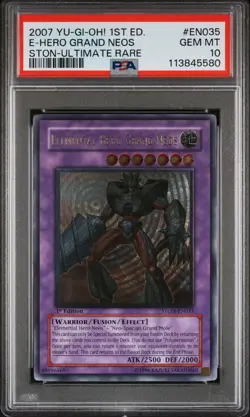 YUGIOH PSA 10 Elemental Hero Grand Neos STON-EN035 Ultimate Rare 1st Edition *80 - Image 1