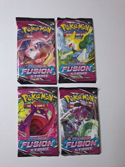 Lot of 4 Pokemon Fusion Strike Booster Packs Art Bundle Factory Sealed - Image 1