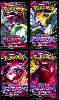 Lot of 4 Pokemon Fusion Strike Booster Packs Art Bundle Factory Sealed - Image 1