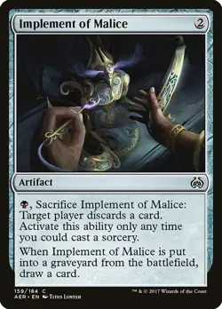 Implement of Malice 159 AER Artifact Discard Draw Lunter 2017 MTG Black - Image 1