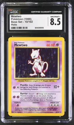 CGC 8.5 Mewtwo 1999 Base Set 10/102 Holo Pokemon Card psa - Image 1