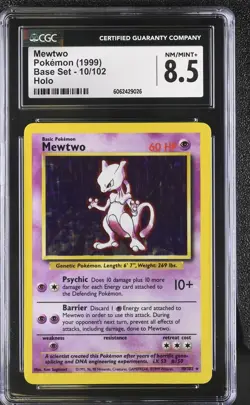 CGC 8.5 Mewtwo 1999 Base Set 10/102 Holo Pokemon Card psa - Image 1