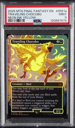 2025 MTG FINAL FANTASY COLORFUL CHOCOBOS-NEON INK YELLOW TRAVELING CHOCOBO PSA 9 - Image 1
