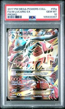 PSA 10 Full Art/M Lucario EX 55a Mega Powers Promo Pokemon - Image 1