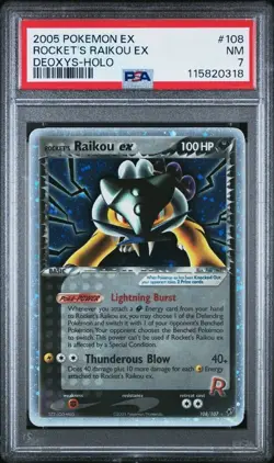 PSA 7 Rocket's Raikou EX Holo Rocket Gang Strikes Back 2005 Japanese Pokemon 035 - Image 1