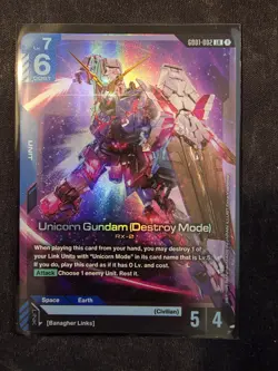 Gundam Card Game - Newtype Rising - GD001-002 LR - Unicorn Gundam (Destroy Mode) - Image 1