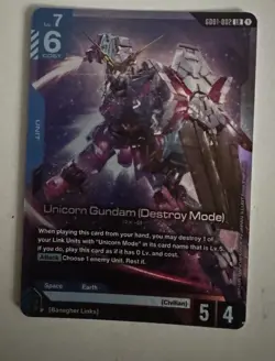 Gundam Card Game - Newtype Rising - GD001-002 LR - Unicorn Gundam (Destroy Mode) - Image 1