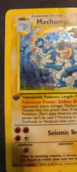 1st Edition Machamp Base Set Holo Rare 8/102 Pokemon Card LP - Image 3