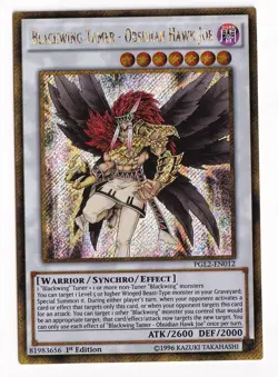 Yugioh Blackwing Tamer - Obsidian Hawk Joe PGL2-EN012 Gold Rare 1st Edition NM - Image 1