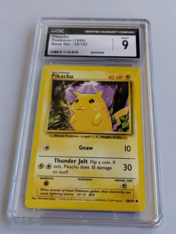 Graded CGC 9 MINT Pikachu 1999 Base Set 58/102 Pokemon Card - Image 1