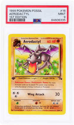 1999 Pokemon Fossil Aerodactyl 1st Edition #16 PSA 9 - Image 1