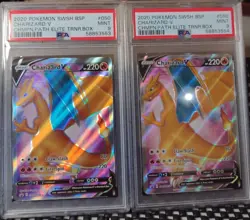CONSECUTIVE! X2 2020 Pokemon SWSH Champions Path Charizard V F/A PSA 9 Mint - Image 1