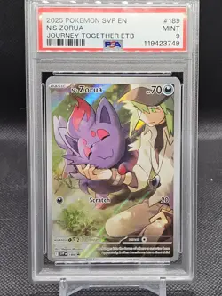 2025 POKEMON SVP JOURNEY TOGETHER ELITE TRAINER BOX PROMO #189 N'S ZORUA PSA 9 - Image 1