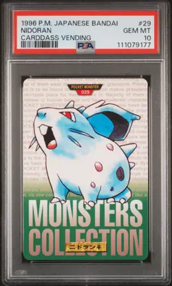 1996 POKEMON JPN BANDAI CARDDASS VENDING #29 NIDORAN PSA 10 - Image 1