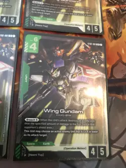 Gundam Card Game x4 ST02-001 LR Wing Gundam - Image 3