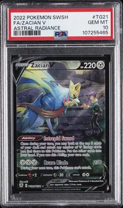 2022 POKEMON SWORD & SHIELD ASTRAL RADIANCE #TG21 FULL ART/ZACIAN V PSA 10 - Image 1