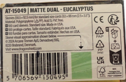 Dragon Shield Dual Sleeves Eucalyptus Matte 100 Count Sleeves Card Collecting - Image 4