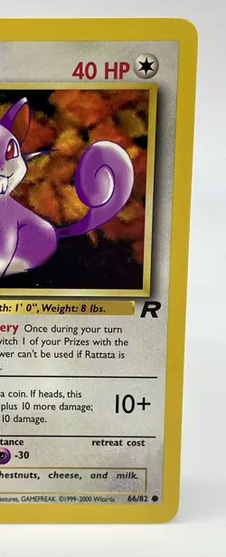 Rattata 66/82 Team Rocket WOTC Pokemon Card Common Non Holo Vintage 2000 LP - Image 3