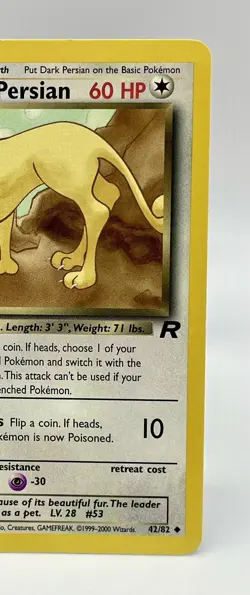 Dark Persian 42/82 Team Rocket Pokemon Card Unlimited Non Holo Vintage 2000 LP - Image 3