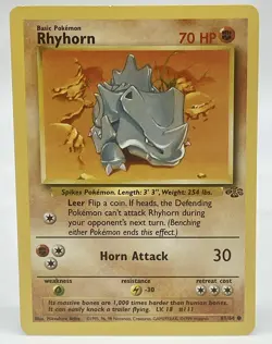 Pokemon Card Rhyhorn 61/64 Jungle Common Non Holo Vintage 1999 WOTC LP - Image 1