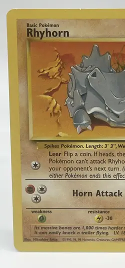 Pokemon Card Rhyhorn 61/64 Jungle Common Non Holo Vintage 1999 WOTC LP - Image 2