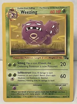 Unlimited Fossil Weezing 45/62 Pokemon Card WOTC Vintage NM - Image 1