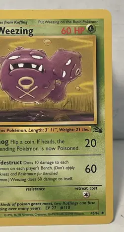 Unlimited Fossil Weezing 45/62 Pokemon Card WOTC Vintage NM - Image 2