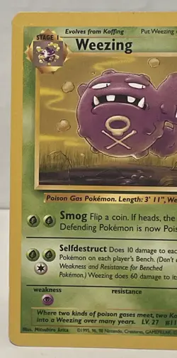 Unlimited Fossil Weezing 45/62 Pokemon Card WOTC Vintage NM - Image 3