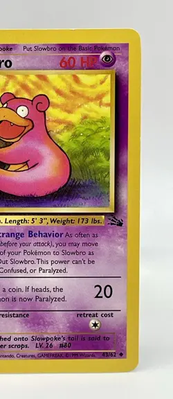 Slowbro 43/62 Pokemon Card TCG Non Holo Vintage 1999 Fossil Uncommon MP - Image 3