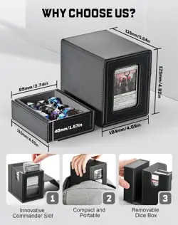 MTG Commander Deck Box with Display Window, Card Deck Box Holds 100 Double-Sleev - Image 2
