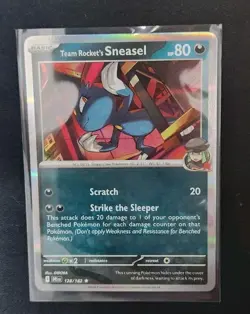 Team Rocket's Sneasel ERROR HOLO BLEED 128/182 Pokemon TCG Card DRI Near Mint NM - Image 1