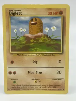 Diglett Pokemon Base Set 47/102 Energy Non-Holo Vintage 1999 WOTC - Image 1