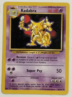 KADABRA - Base Set - 32/102 - Uncommon - Pokemon Card - Unlimited Edition - LP - Image 2