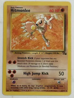 Hitmonlee 22/62 Fossil Non Holo Rare Vintage Pokemon Card WOTC TCG English NM/LP - Image 1