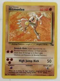Hitmonlee 22/62 Fossil Non Holo Rare Vintage Pokemon Card WOTC TCG English NM/LP - Image 2