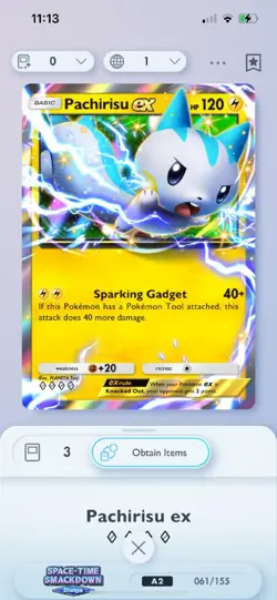 Card Pokemon TCG Pocket Trade - Pachirisu EX (𖢻𖢻𖢻𖢻) - Image 1