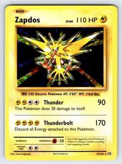 Zapdos 42/108 2016 XY Evolutions Pokemon Card TCG Nintendo Holo Rare - Nm/Vlp - Image 1