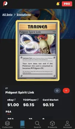 Pokemon Pidgeot TCG Spirit Link Trainer 81/108 Evolutions - Image 3