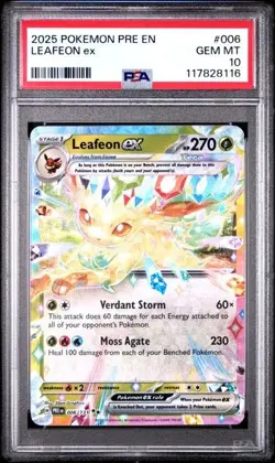 2025 POKEMON PRISMATIC EVOLUTIONS - LEAFEON EX 006/131 - PSA 10 - Image 1