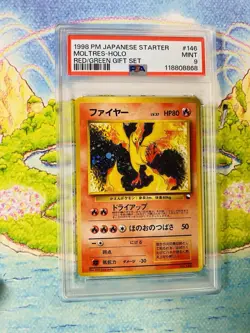 Moltres Pokemon 1998 Holo Red Green Quick Starter Gift Set Japanese 146 PSA 9 - Image 1